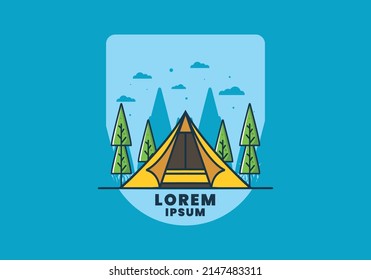 Triangle tent camping flat illustration design