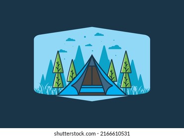 Triangle tent camping flat illustration design