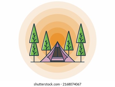 Triangle tent camping flat illustration design