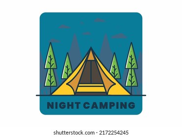 Triangle tent camping flat illustration design