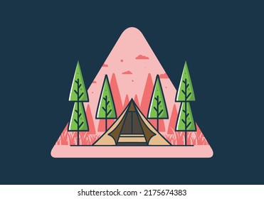 Diseño de ilustración plana de acampada triangular