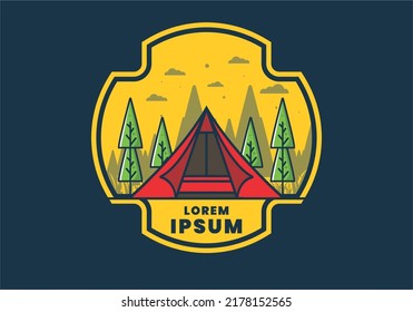 Triangle tent camping flat illustration design