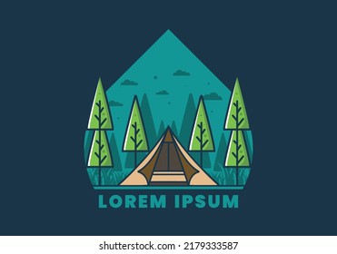 Triangle tent camping flat illustration design