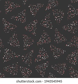 Triangle Terrazzo Sprinkles Seamless Pattern in Grey and Pink.   Suitable for interior design, background, wallpaper, product pattern, bag, pillow, comforter and other uses. 