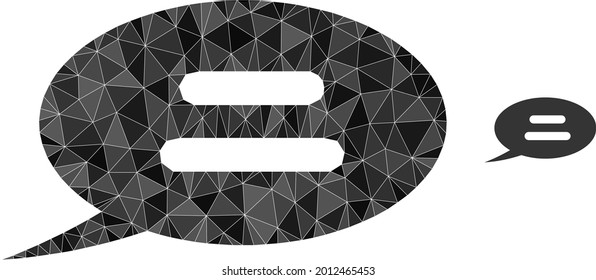 Triangle text message polygonal symbol illustration. Text Message lowpoly icon is filled with triangles. Flat filled abstract mesh symbol based on text message icon.