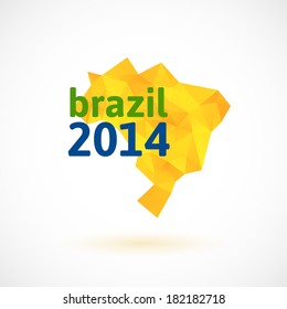 Triangle texture Brazil map, vector geometric concept