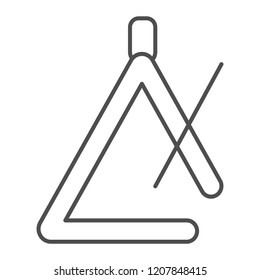 Triangle thin line icon, musical and play, instrument sign, vector graphics, a linear pattern on a white background, eps 10.