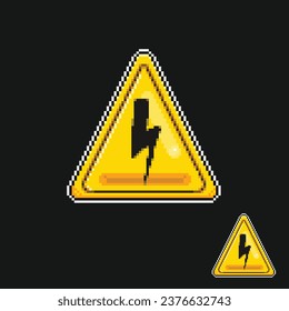 triangle thunder sign in pixel art style