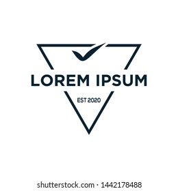 Triangle with tick hipster logo design template