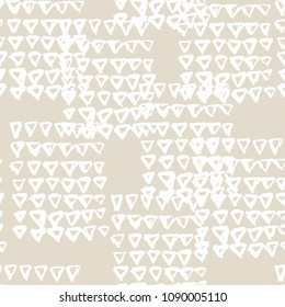 Triangle tie dye pattern. Shibori ivory background. Geometric china ink natural print. Organic vector japanese design. Watercolor indonesian tile. Triangle seamless pattern. Japan kimono print.