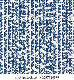 Triangle tie dye pattern. Shibori indigo background. Geometric china ink natural print. Organic vector japanese design. Watercolor indonesian tile. Triangle seamless pattern. Japan kimono print.
