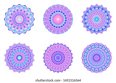Triangle tile ornament mandala set - ornamental abstract vector graphic designs on background