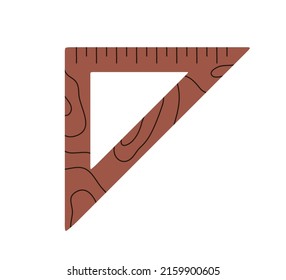 Triangle Tool Icon. Measuring Instrument With Right Angle. Triangular Ruler For School Geometry, Maths, Drafting. Measurement Metric Item. Flat Vector Illustration Isolated On White Background