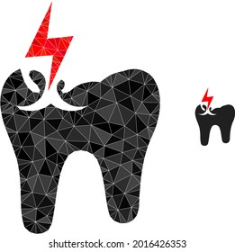 Triangle tooth crash polygonal symbol illustration. Tooth Crash lowpoly icon is filled with triangles. Flat filled geometric mesh symbol based on tooth crash icon.