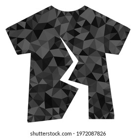 Triangle torn t-shirt polygonal icon illustration. Torn T-Shirt lowpoly icon is filled with triangles. Flat filled abstract mesh image based on torn t-shirt icon.