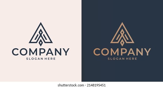 Triangle traditional motif logo with gradient gold