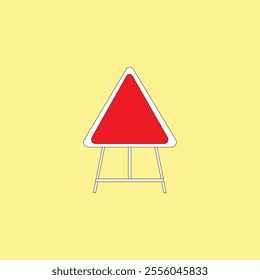 Triangle traffic warning sign vector illustration. Empty road attention sign