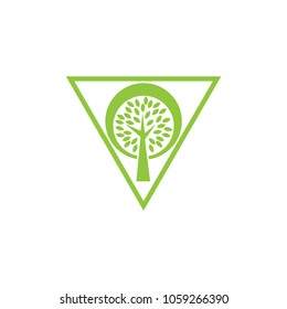 Triangle with tree logo design vector