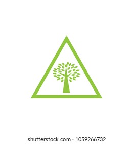 Triangle with tree logo design vector