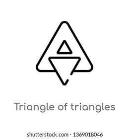 triangle of triangles vector line icon. Simple element illustration. triangle of triangles outline icon from geometry concept. Can be used for web and mobile
