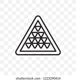 Triangle of triangles vector linear icon isolated on transparent background, Triangle of triangles transparency concept can be used for web and mobile