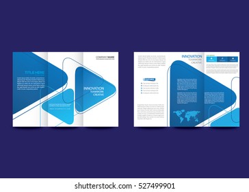 triangle trifold flyer brochure blue color