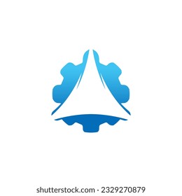 Triangle Trinity and gear icon vector logo design template download.EPS 10