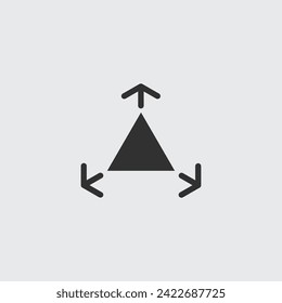 Triangle Triple Arrows out icon. Geometric Triangle with Arrows. Stock vector illustration isolated