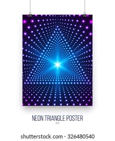 Triangle Tunnel with Light Effects Poster. Vector Illustration. 