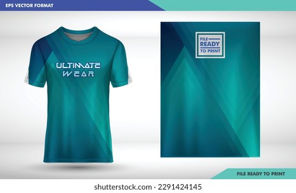 triangle turqois color gradation Pattern design, illustration, textile background for sports t-shirt, football jersey shirt mockup for football club. consistent front view