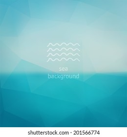 Triangle turquoise sea ocean sky abstract blurred vector background, backdrop, design template