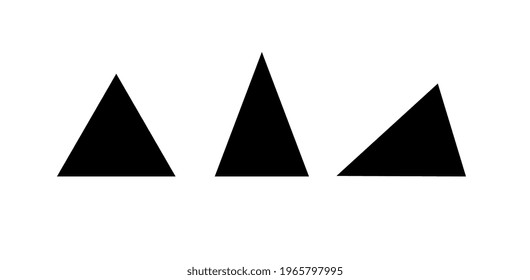 Triangle types based on sides, math basic shapes silhouette - Vector