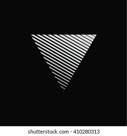 Triangle. Unusual flat icon. Minimal geometry. Black background. Stock vector.