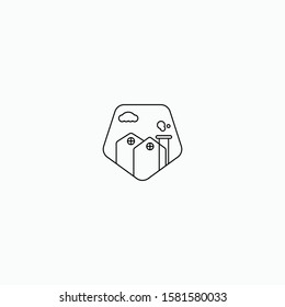 triangle urban house logo vector concept with out line, and simple styles