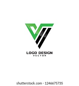 Triangle V Letter Line Art Logo Design Vector