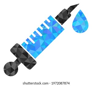 Triangle vaccine polygonal icon illustration. Vaccine lowpoly icon is filled with triangles. Flat filled abstract mesh symbol based on vaccine icon.