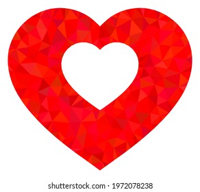 Triangle valentine heart polygonal icon illustration. Valentine Heart lowpoly icon is filled with triangles. Flat filled geometric mesh symbol based on valentine heart icon.