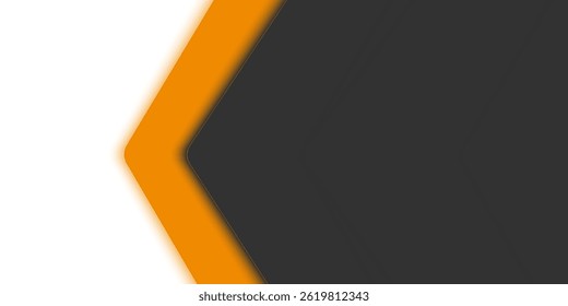 Triangle Vector background with Orange triangle curve line on black space and white space for text and message design