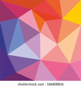Triangle vector background or seamless yellow, orange,pink, violet, purple and dark navy blue pattern. Flat surface wrapping geometric mosaic for wallpaper or winter website design