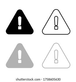 Triangle vector exclamation mark, black and gray color
