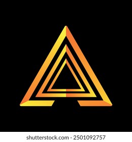 Triangle vector geometrical logo, ultimate triangle vector illusion, triangle icon.