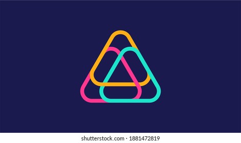 Triangle vector logo. Triangle line colorful logo