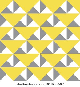 Triangle vector pattern. Seamless pattern design in trendy color 2021 ultimate grey, illuminating yellow.Gift wrap, print, geometric background for a card, pillow. Surface pattern for home decor
