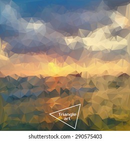 Triangle vector polygon art. Vector illustration of nature. Summer time, travel, journey, adventure