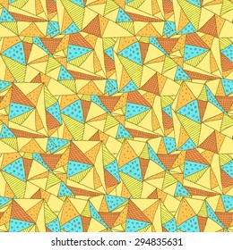 Triangle vector seamless pattern, cute geometric tile

