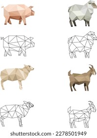 Triangle vector set farm animals