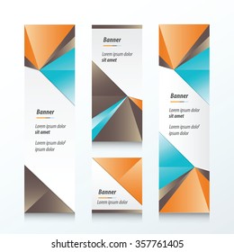 Triangle Vertical Banner Orange, blue, brown