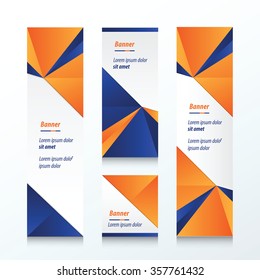 Triangle Vertical Banner  orange and blue
