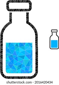 Triangle vial polygonal icon illustration. Vial lowpoly icon is filled with triangles. Flat filled abstract mesh image based on vial icon.