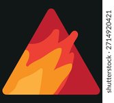 Triangle with vibrant fire symbolizing energy and warmth